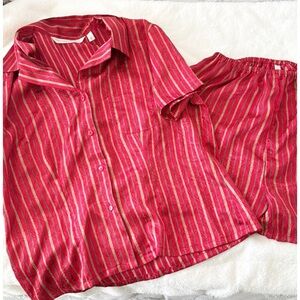 Victoria's Secret vintage Y2K red stripped silky feel pajama lounge set size Med